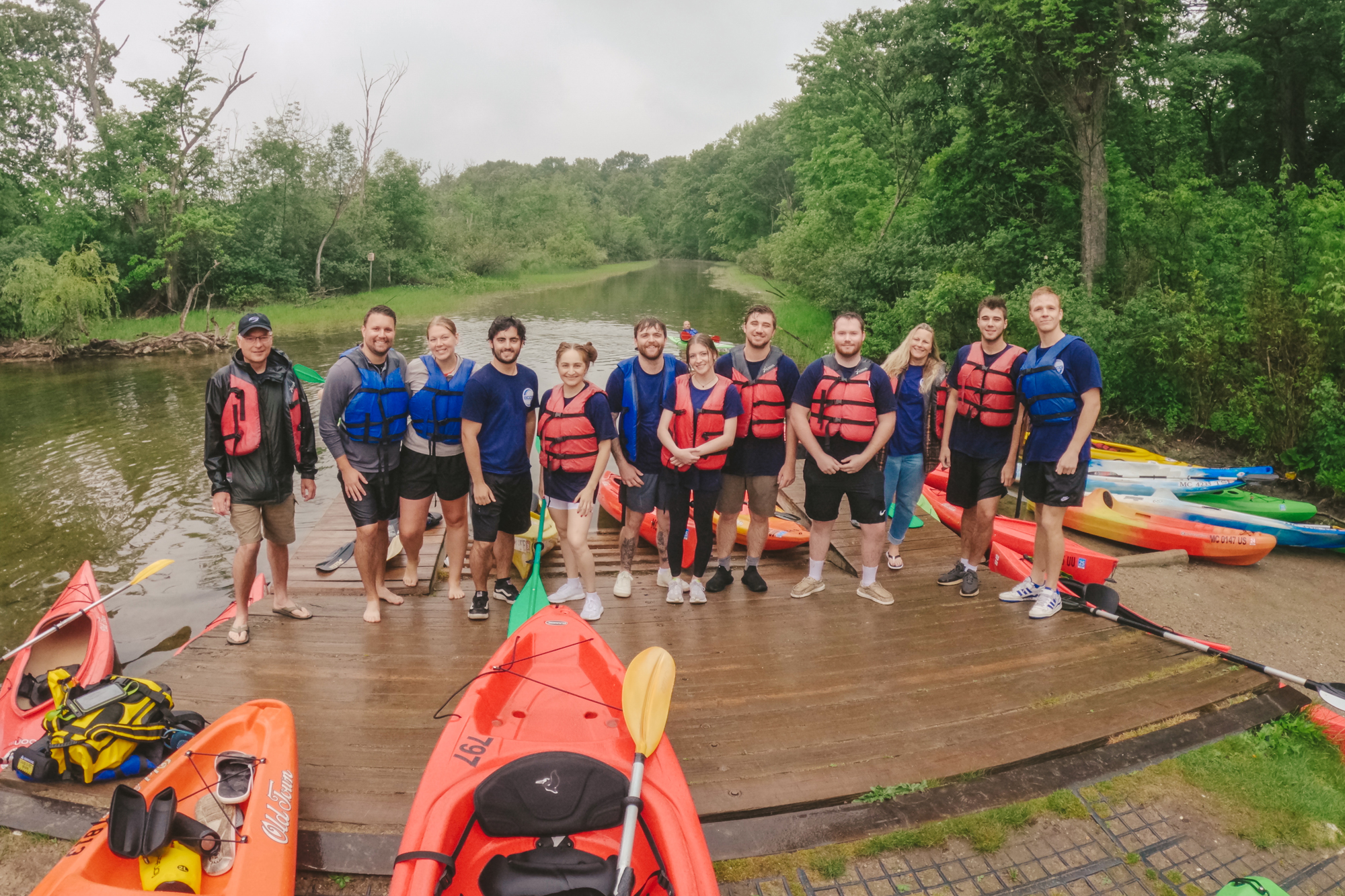 Company Picnic Kayaking down river