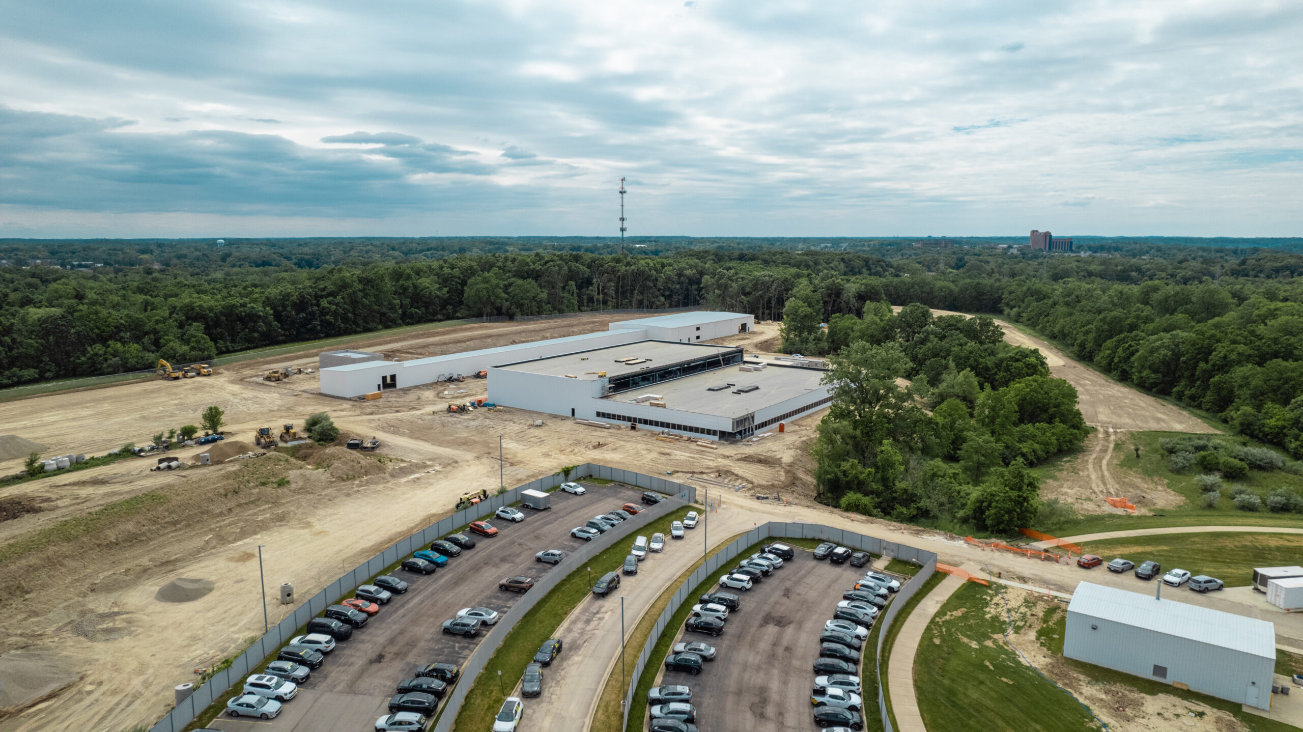 Hyundai drone photo of new safety test lab in Ann arbor Michigan