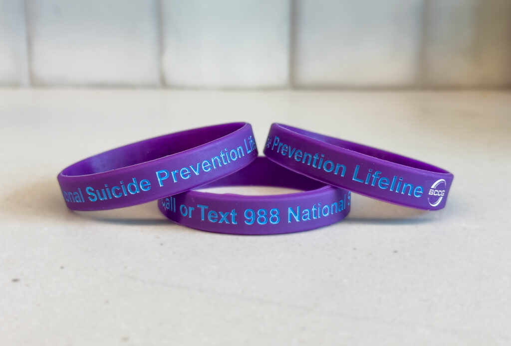 BCCG suicide prevention wristbands 