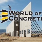 World of Concrete logo graphic with a construction site as its background.